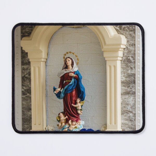 Item preview, Statue Of The Virgin Mary In Ornate Altar Niche With Angels And Blue Robe designed and sold by Nmallia.
