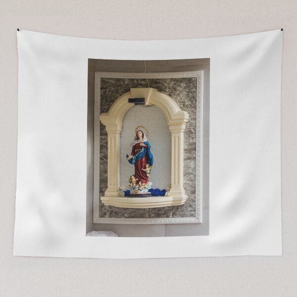 Item preview, Statue Of The Virgin Mary In Ornate Altar Niche With Angels And Blue Robe designed and sold by Nmallia.