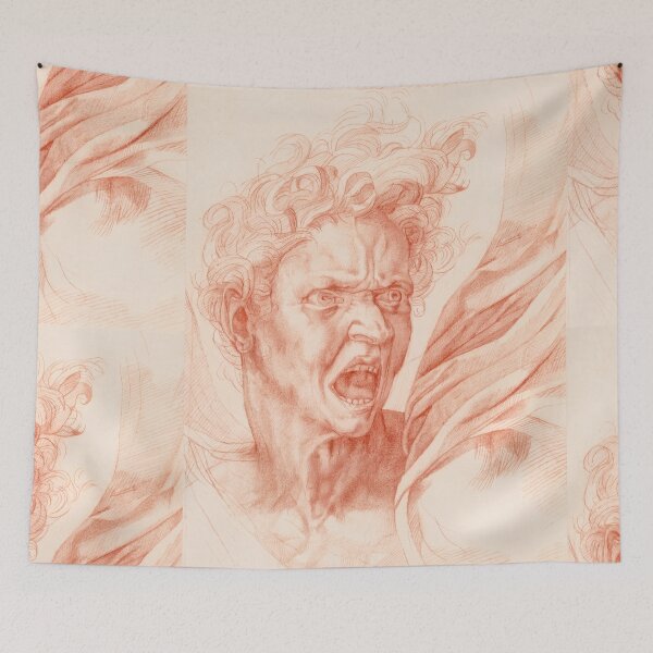 Item preview, Screaming Man with Wild Curls designed and sold by artofuniverse.