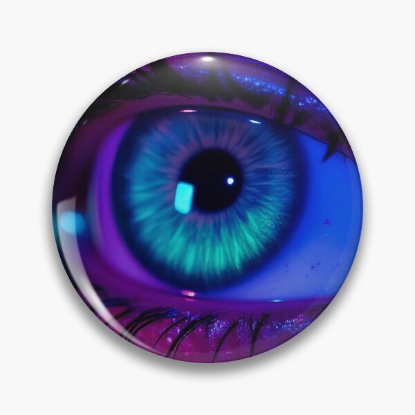 Item preview, Neon Glowing Cyberpunk Eye Macro Digital Art Cyber Aesthetic Fantasy Print designed and sold by mijaczeek.