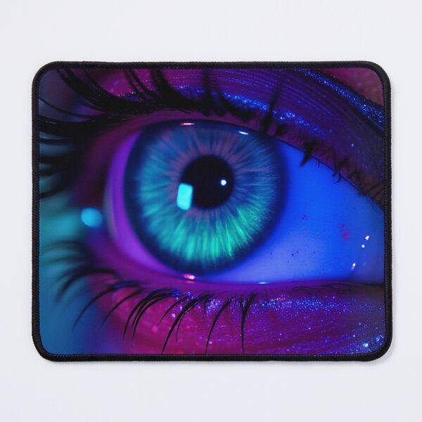 Item preview, Neon Glowing Cyberpunk Eye Macro Digital Art Cyber Aesthetic Fantasy Print designed and sold by mijaczeek.