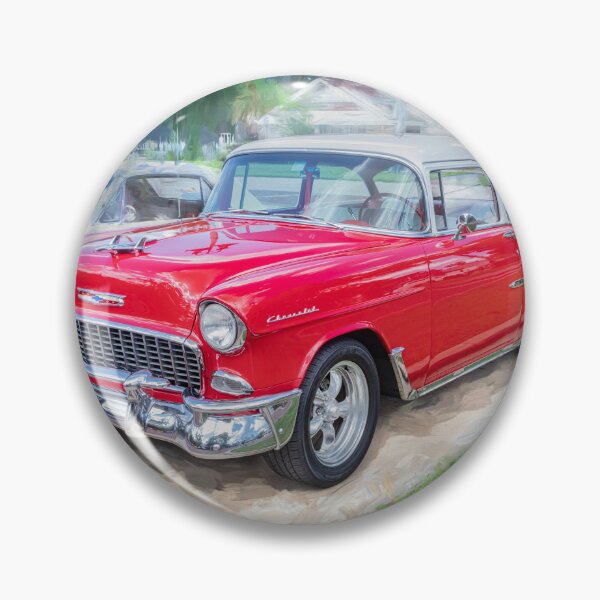 Item preview, Classic 1955 Chevy Bel Air Gypsy Red and India Ivory Automotive Print designed and sold by RichFrancoCars.