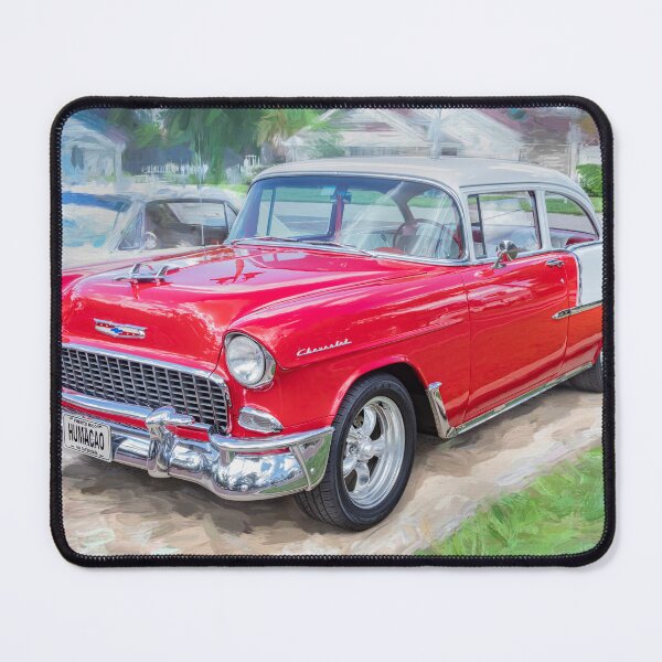 Item preview, Classic 1955 Chevy Bel Air Gypsy Red and India Ivory Automotive Print designed and sold by RichFrancoCars.