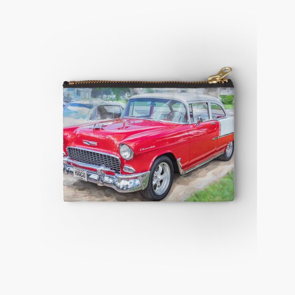 Item preview, Classic 1955 Chevy Bel Air Gypsy Red and India Ivory Automotive Print designed and sold by RichFrancoCars.