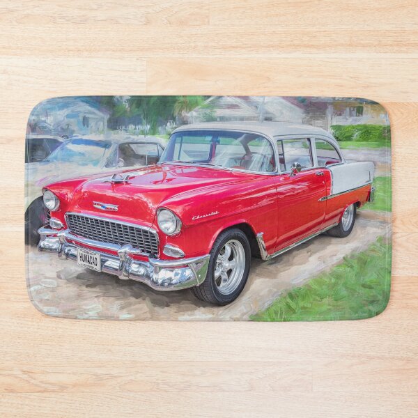 Item preview, Classic 1955 Chevy Bel Air Gypsy Red and India Ivory Automotive Print designed and sold by RichFrancoCars.