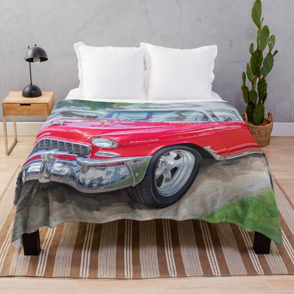 Item preview, Classic 1955 Chevy Bel Air Gypsy Red and India Ivory Automotive Print designed and sold by RichFrancoCars.
