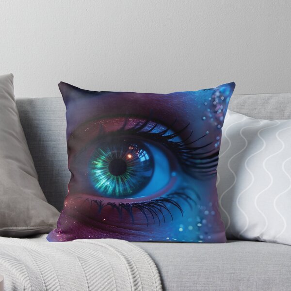 Item preview, Neon Glowing Cyberpunk Eye Macro Digital Art Cyber Aesthetic Fantasy Print designed and sold by mijaczeek.