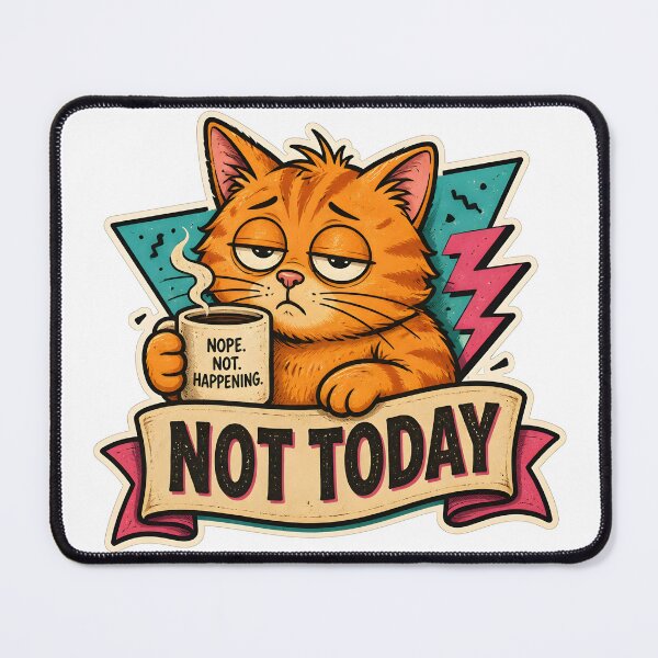 Item preview, Funny Sleepy Cat Coffee - Not Today Monday Mood designed and sold by crazyhome.
