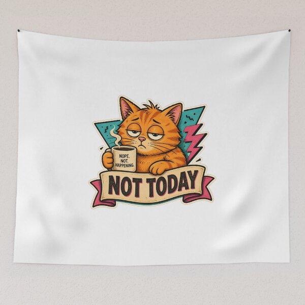 Item preview, Funny Sleepy Cat Coffee - Not Today Monday Mood designed and sold by crazyhome.