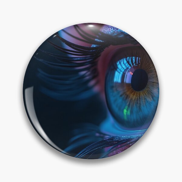 Item preview, Neon Glowing Cyberpunk Eye Macro Digital Art Cyber Aesthetic Fantasy Print designed and sold by mijaczeek.