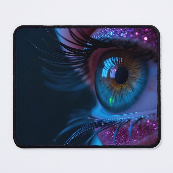 Item preview, Neon Glowing Cyberpunk Eye Macro Digital Art Cyber Aesthetic Fantasy Print designed and sold by mijaczeek.