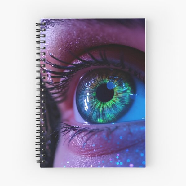 Item preview, Neon Glowing Cyberpunk Eye Macro Digital Art Cyber Aesthetic Fantasy Print designed and sold by mijaczeek.