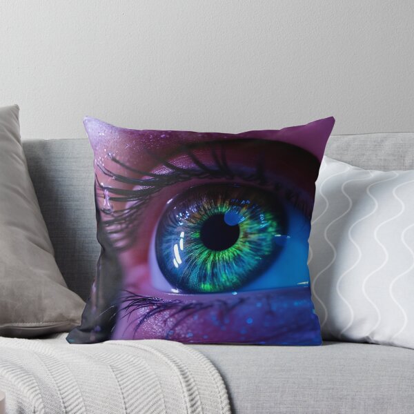 Item preview, Neon Glowing Cyberpunk Eye Macro Digital Art Cyber Aesthetic Fantasy Print designed and sold by mijaczeek.