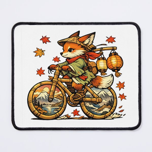 Item preview, Fox Cycling Adventure | Mountain Biker Fox | Autumn Travel | Japanese-Inspired Fox Bicycle designed and sold by MrDev.