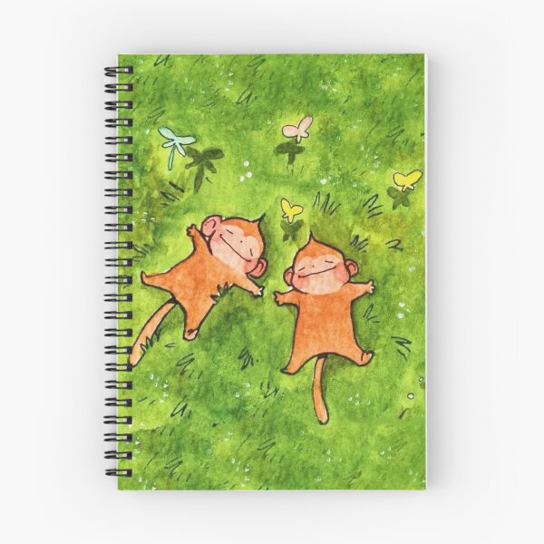 Item preview, Cute Sleeping Monkeys on Grass - Whimsical Watercolor Art designed and sold by cezzarie.