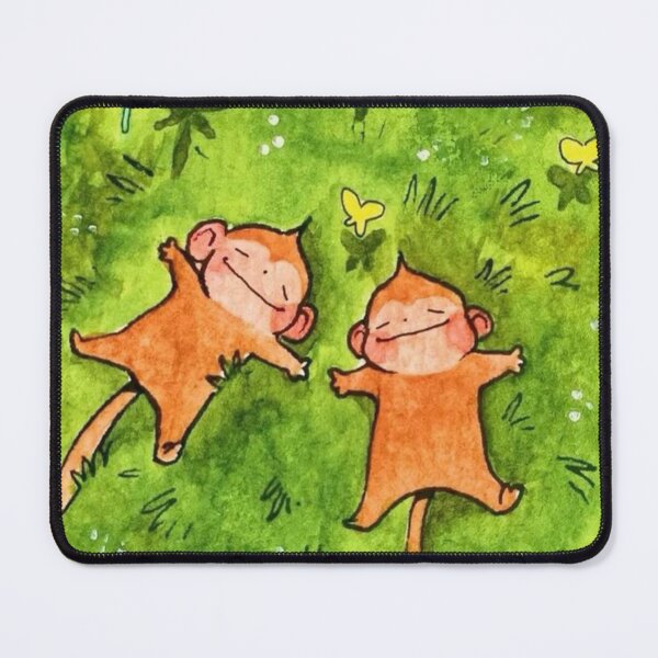 Item preview, Cute Sleeping Monkeys on Grass - Whimsical Watercolor Art designed and sold by cezzarie.
