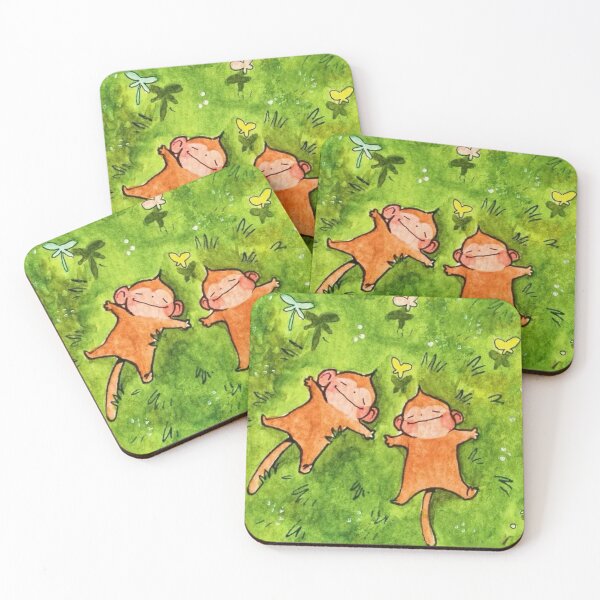 Item preview, Cute Sleeping Monkeys on Grass - Whimsical Watercolor Art designed and sold by cezzarie.