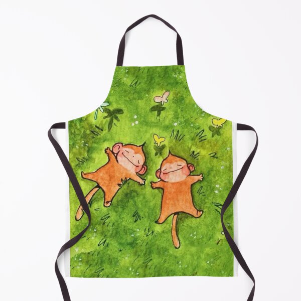 Item preview, Cute Sleeping Monkeys on Grass - Whimsical Watercolor Art designed and sold by cezzarie.