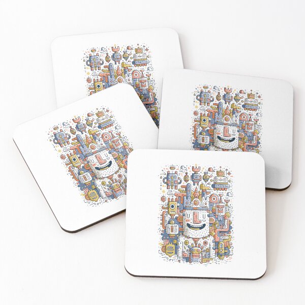 Item preview, Whimsical Doodle Robot Man Complex Illustration designed and sold by Romgora.