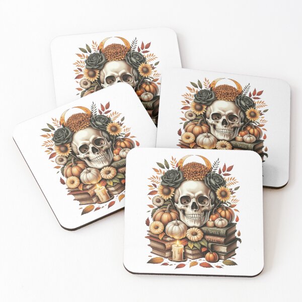 Item preview, Skull with Autumn Floral Arrangement designed and sold by jkrphoto.