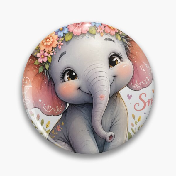 Item preview, Cute Baby Elephant Floral Sticker – Small Steps Big Dreams designed and sold by Arts121.
