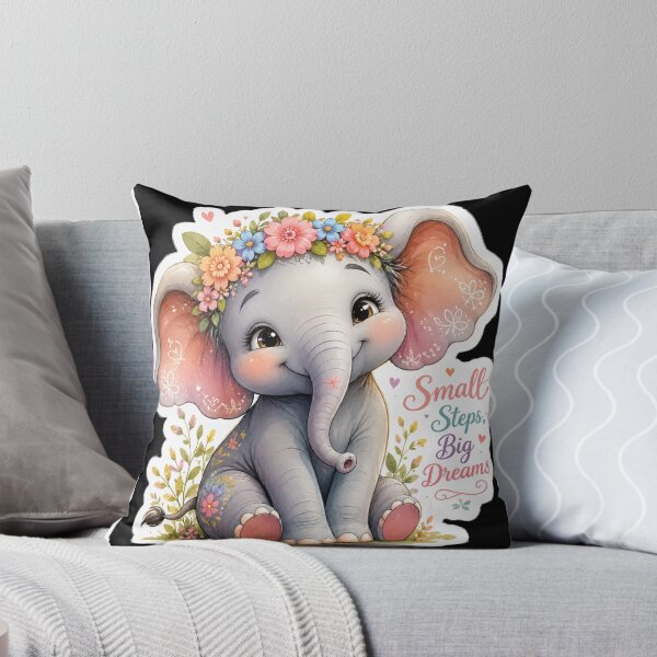 Item preview, Cute Baby Elephant Floral Sticker – Small Steps Big Dreams designed and sold by Arts121.