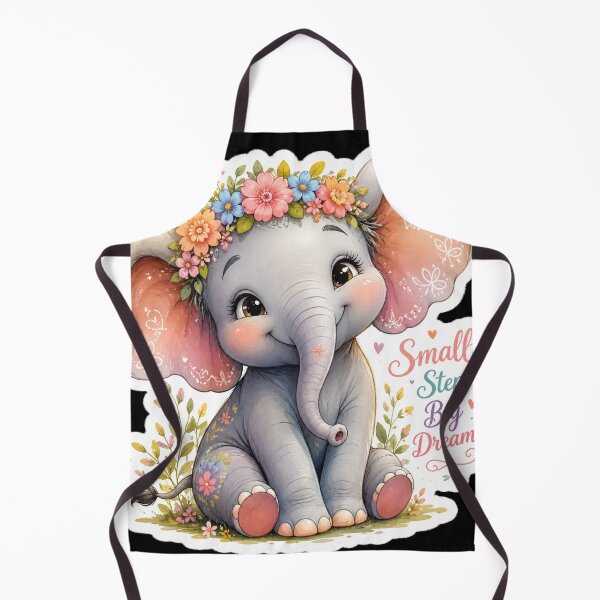 Item preview, Cute Baby Elephant Floral Sticker – Small Steps Big Dreams designed and sold by Arts121.
