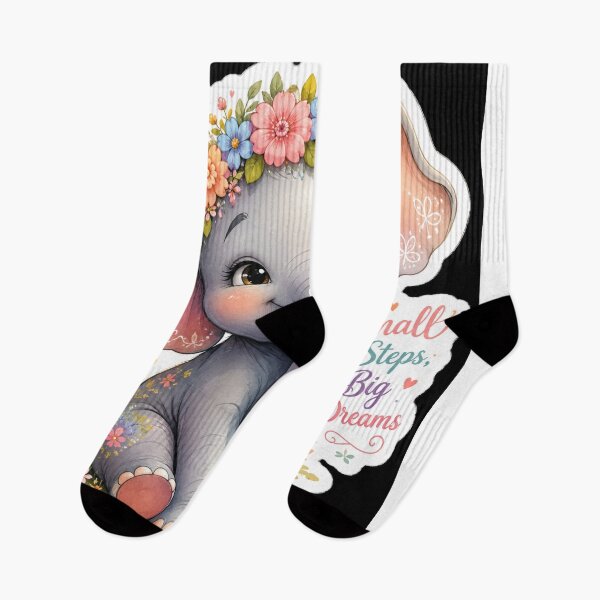 Item preview, Cute Baby Elephant Floral Sticker – Small Steps Big Dreams designed and sold by Arts121.