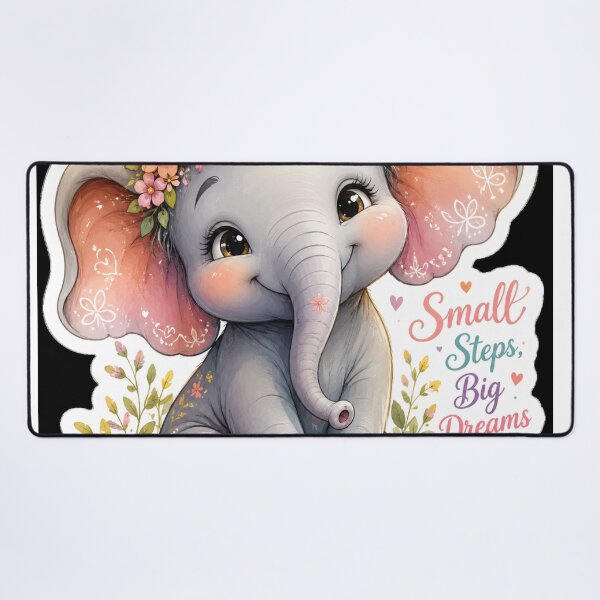 Item preview, Cute Baby Elephant Floral Sticker – Small Steps Big Dreams designed and sold by Arts121.