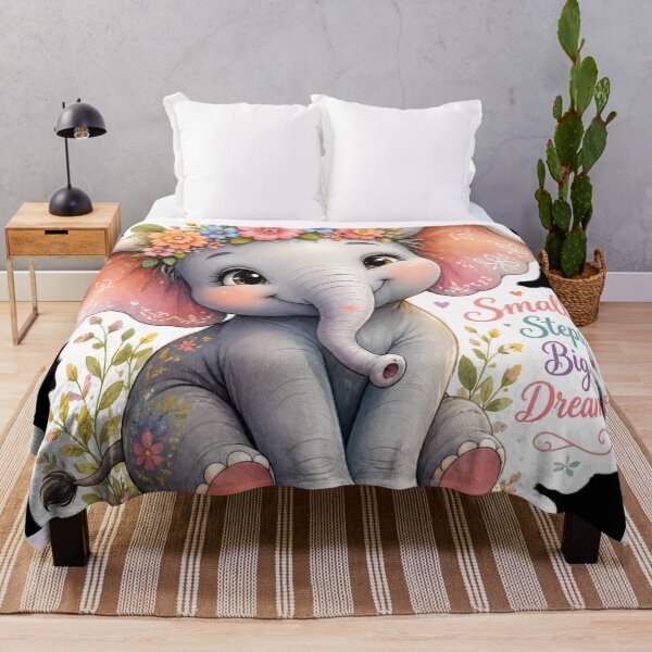Item preview, Cute Baby Elephant Floral Sticker – Small Steps Big Dreams designed and sold by Arts121.