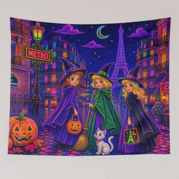 Item preview, Halloween Witches in Paris – Magical Eiffel Tower Night designed and sold by CaseyMichelleArt.