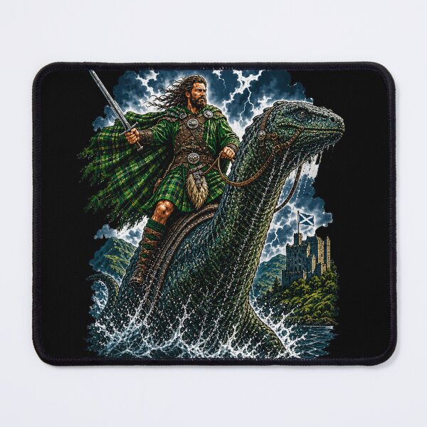 Item preview, Scottish Warrior Riding Loch Ness Monster designed and sold by FREENATION2026.