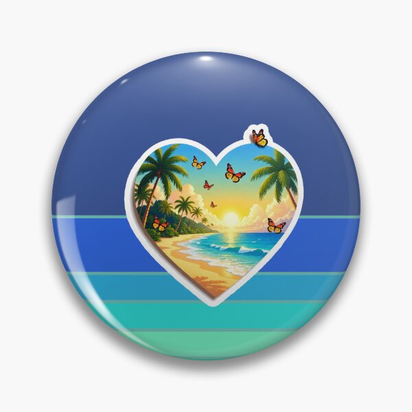 Item preview, Retro Ocean Stripes with Butterflies in a Beachy Heart designed and sold by Beachy.