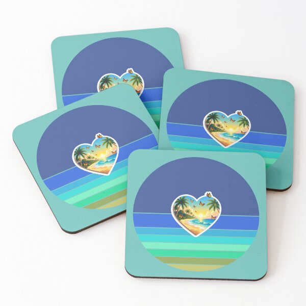 Item preview, Retro Ocean Stripes with Butterflies in a Beachy Heart designed and sold by Beachy.