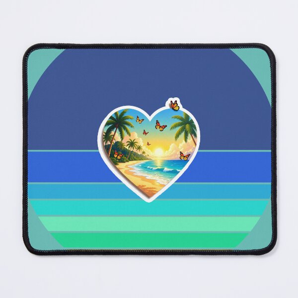 Item preview, Retro Ocean Stripes with Butterflies in a Beachy Heart designed and sold by Beachy.