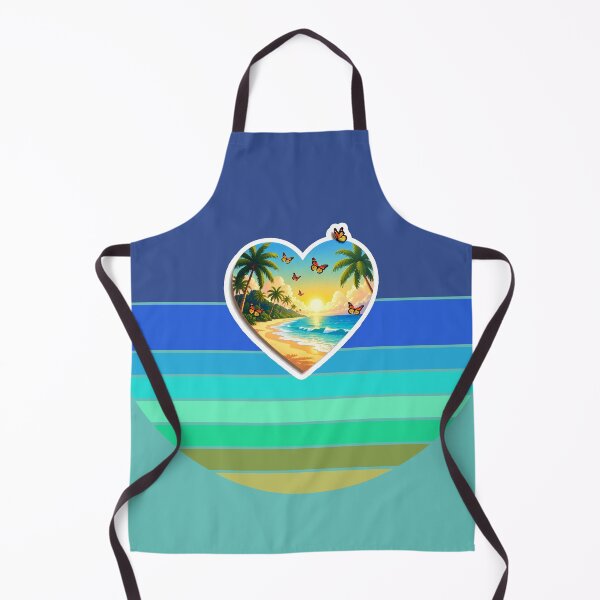 Item preview, Retro Ocean Stripes with Butterflies in a Beachy Heart designed and sold by Beachy.