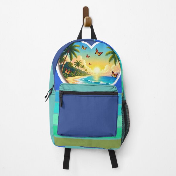 Item preview, Retro Ocean Stripes with Butterflies in a Beachy Heart designed and sold by Beachy.