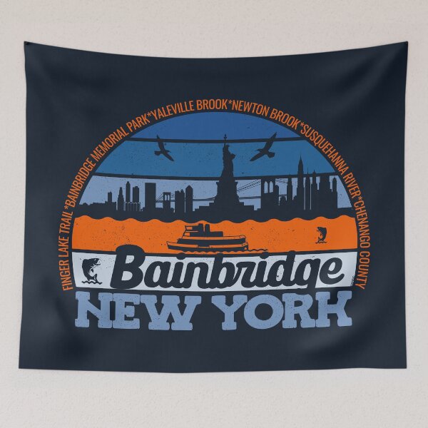 Item preview, Bainbridge New York Sunset Retro Vintage Local Pride Logo designed and sold by CRHPOD20.
