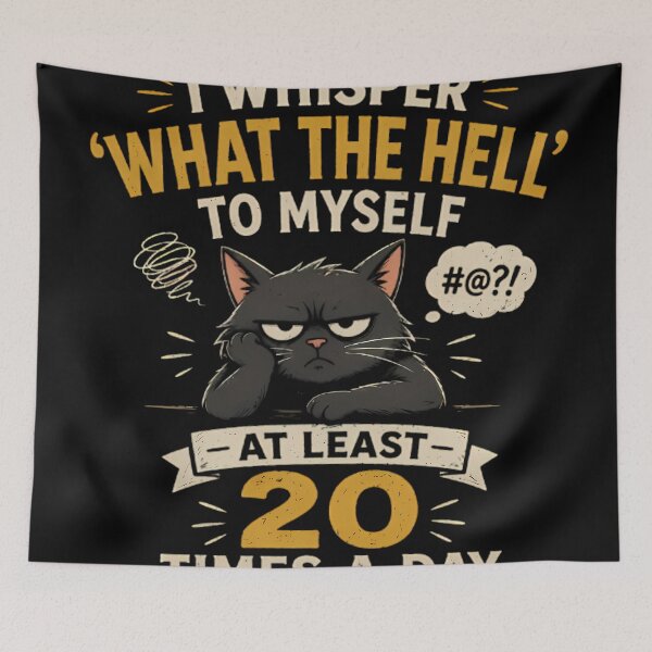 Item preview, Grumpy Black Cat Whispering Curses designed and sold by Linework Studio.