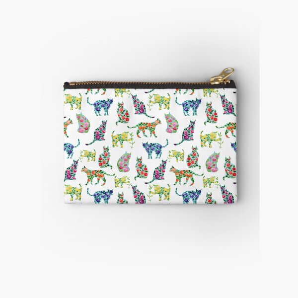 Item preview, Floral Cat Silhouette Pattern Watercolor Art (White Background) designed and sold by andrebalest.art.