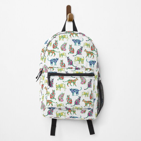Item preview, Floral Cat Silhouette Pattern Watercolor Art (White Background) designed and sold by andrebalest.art.