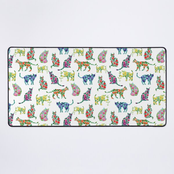 Item preview, Floral Cat Silhouette Pattern Watercolor Art (White Background) designed and sold by andrebalest.art.