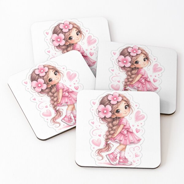 Item preview, Cute Pink Girl Heart Sticker – Sweet Floral Kawaii Girl designed and sold by Arts121.