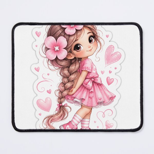 Item preview, Cute Pink Girl Heart Sticker – Sweet Floral Kawaii Girl designed and sold by Arts121.