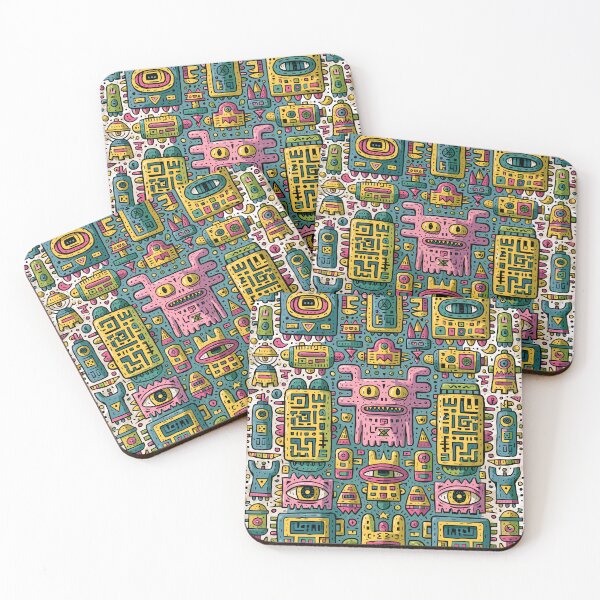 Item preview, Vibrant Maximalist Monster Folk Art Pattern designed and sold by Romgora.