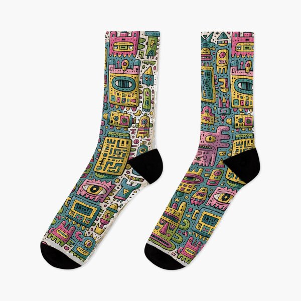 Item preview, Vibrant Maximalist Monster Folk Art Pattern designed and sold by Romgora.