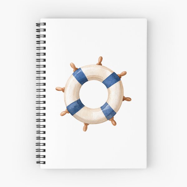 Item preview, Watercolor Ship Wheel Nautical Illustration – Blue and White Coastal Decor designed and sold by Ramona-Gliga.