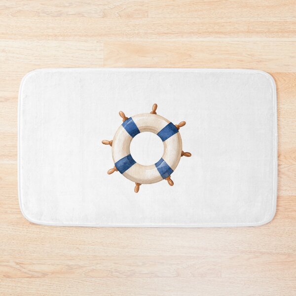 Item preview, Watercolor Ship Wheel Nautical Illustration – Blue and White Coastal Decor designed and sold by Ramona-Gliga.