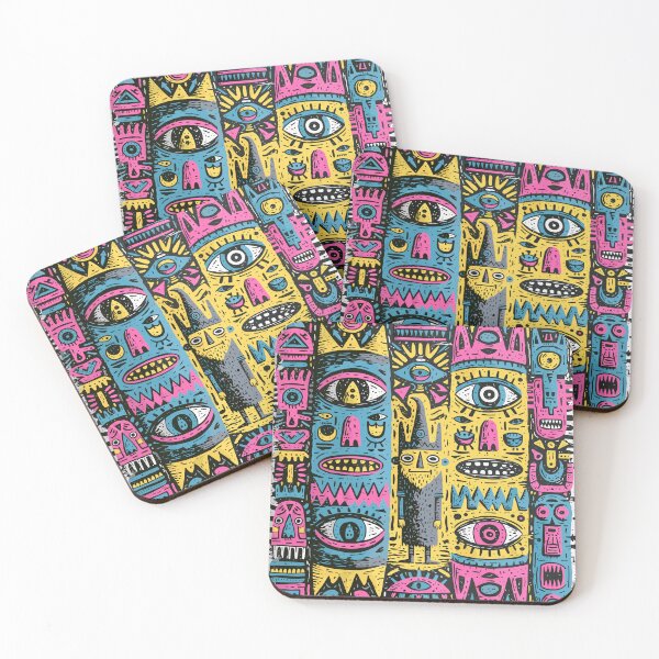 Item preview, Vibrant Tribal Masks Abstract Art Pattern designed and sold by Romgora.