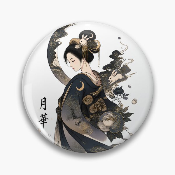 Item preview, Moonlit Geisha – Japanese Moon Rabbit Kimono Art designed and sold by kaxymax.